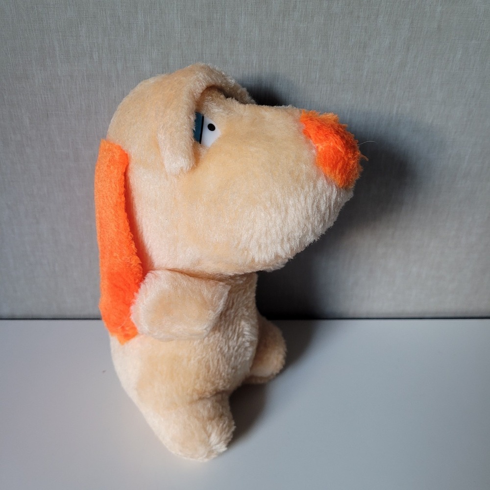 Vintage‎ 1980s Acme Toy Corp Plush Dog Sad Droopy Blue Eyes Orange Nose Hound 8"